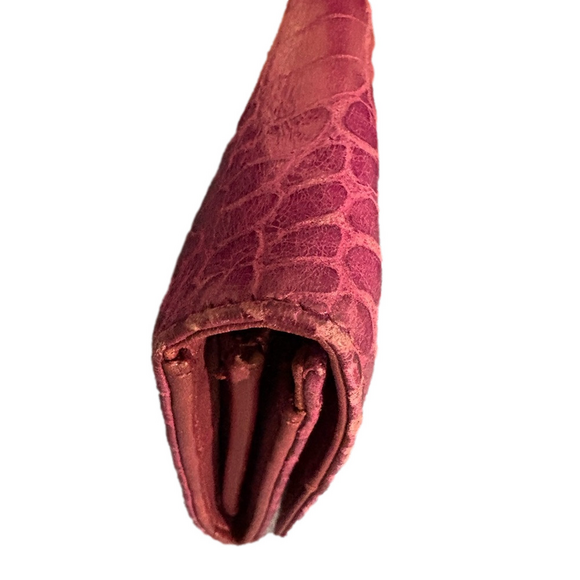 Miu Miu Croc Embossed Leather Long Wallet Purple Italy - Picture 8 of 16